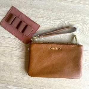doTERRA brown vegan leather wristlet
